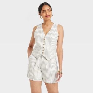 A New Day Tailored Pinstripe Vest Size XL | Sleeveless Button Front | Orig $30